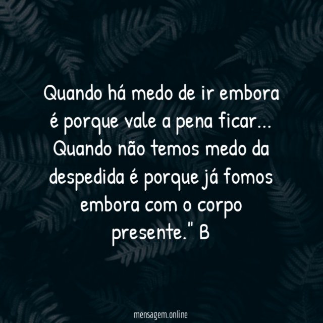 Quando há medo de ir embora é porque vale a pena ficar