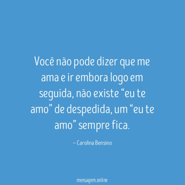 Você não pode dizer que me ama