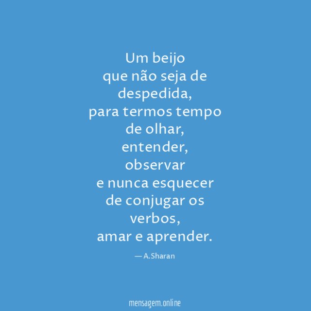 Um beijo que não seja de despedida