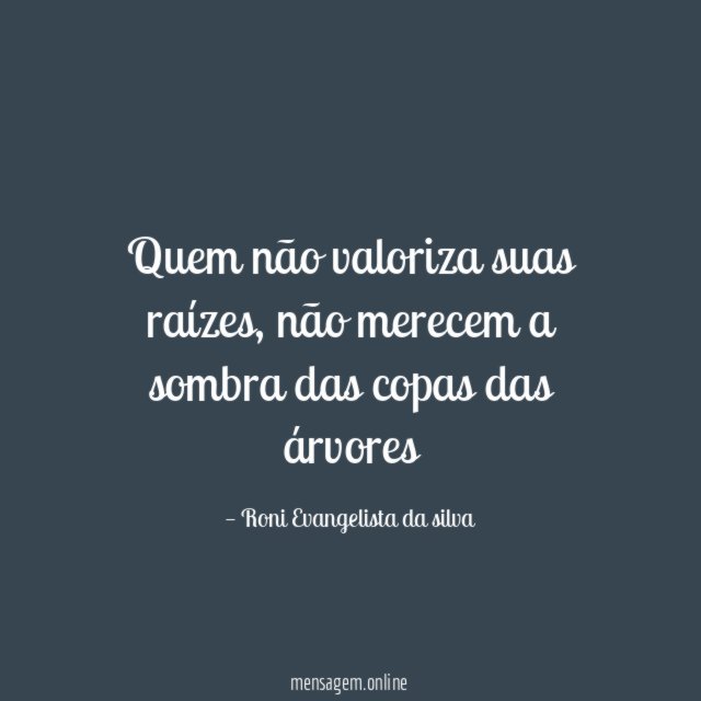 Quem não valoriza suas raízes