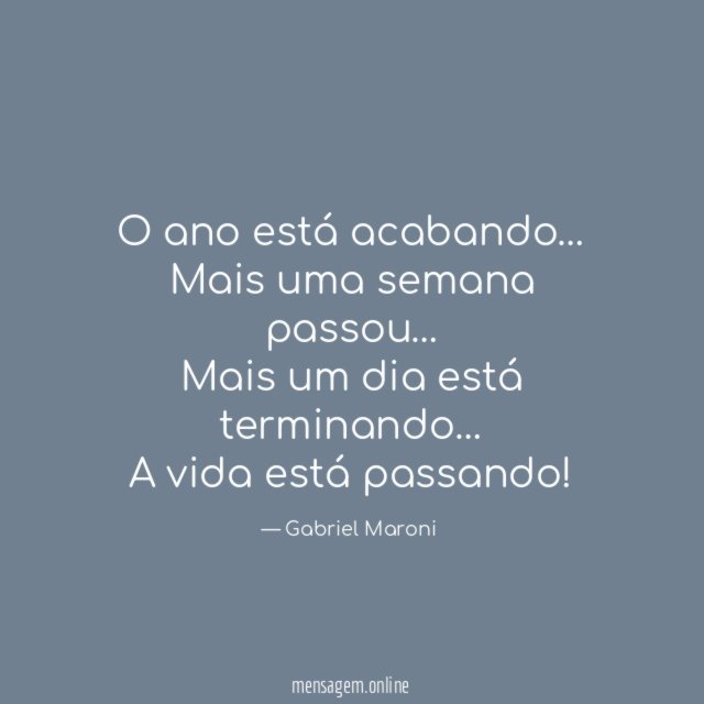 O ano está acabando
