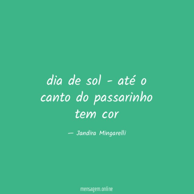 dia de sol - até o canto do passarinho tem cor