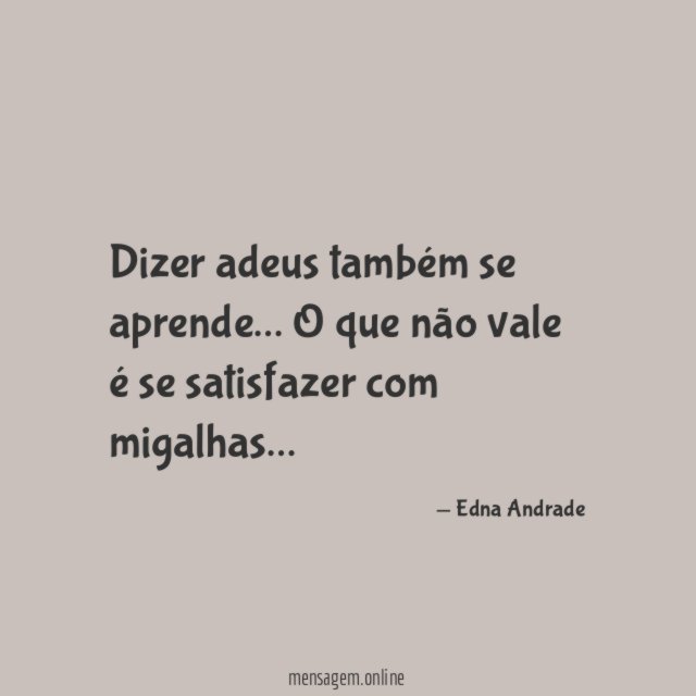 Dizer adeus também se aprende