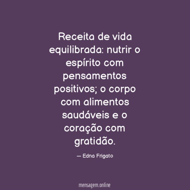 Receita de vida equilibrada