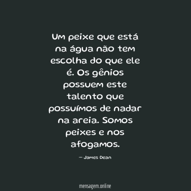 Um peixe que está na água não tem