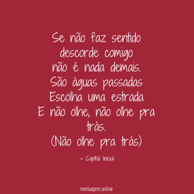 Se não faz sentido descorde comigo não é nada demais