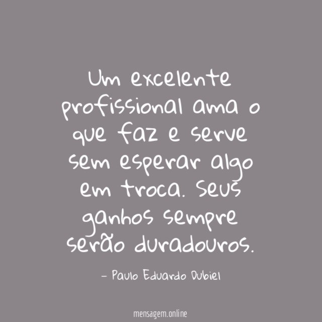 Um excelente profissional ama o que faz