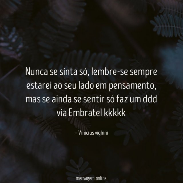 Nunca se sinta só