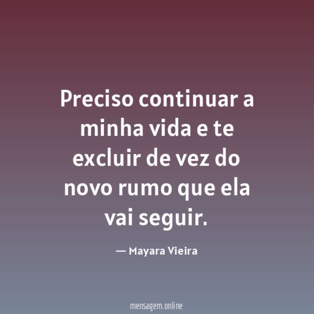 Preciso continuar a minha vida e te excluir