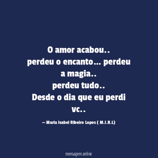 O amor acabou