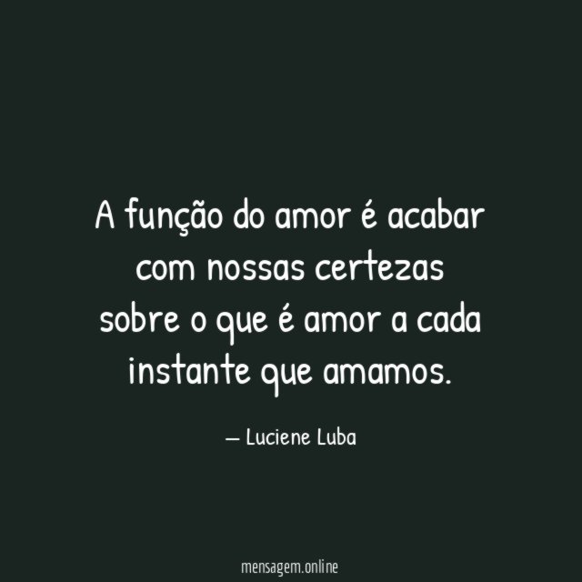 A função do amor é acabar com nossas