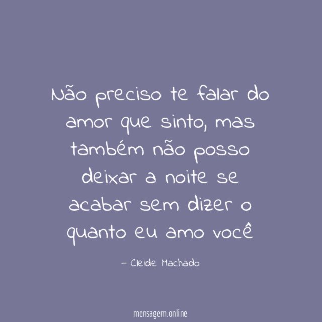 Não preciso te falar do amor que sinto