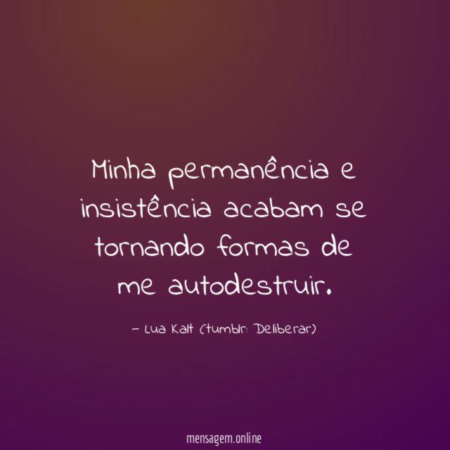 Minha permanência e insistência acabam se tornando formas
