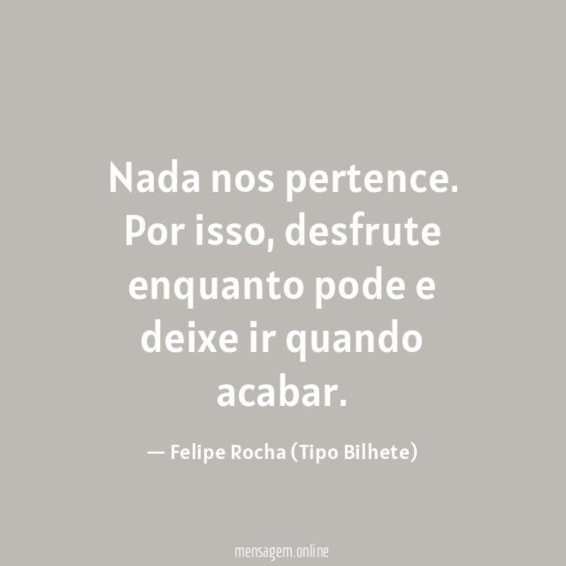 Nada nos pertence