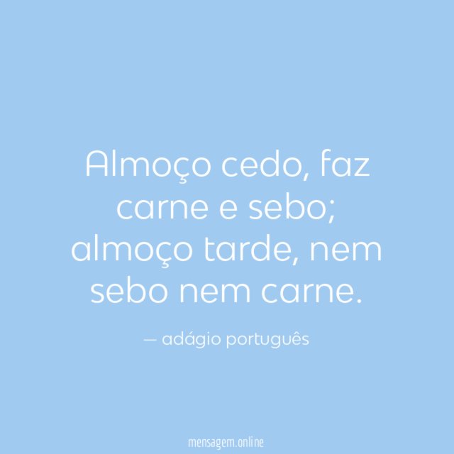 Almoço cedo