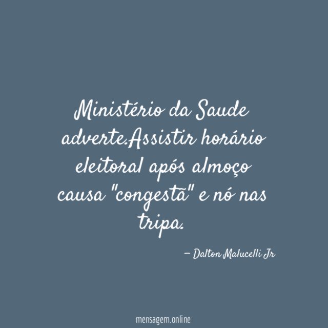 Ministério da Saude adverte