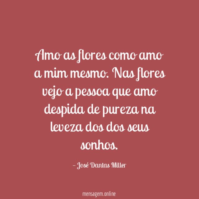 Amo as flores como amo a mim mesmo