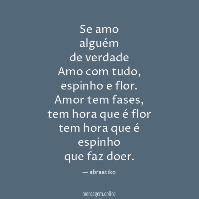 Se amo alguém de verdade Amo com tudo