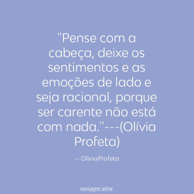 'Pense com a cabeça