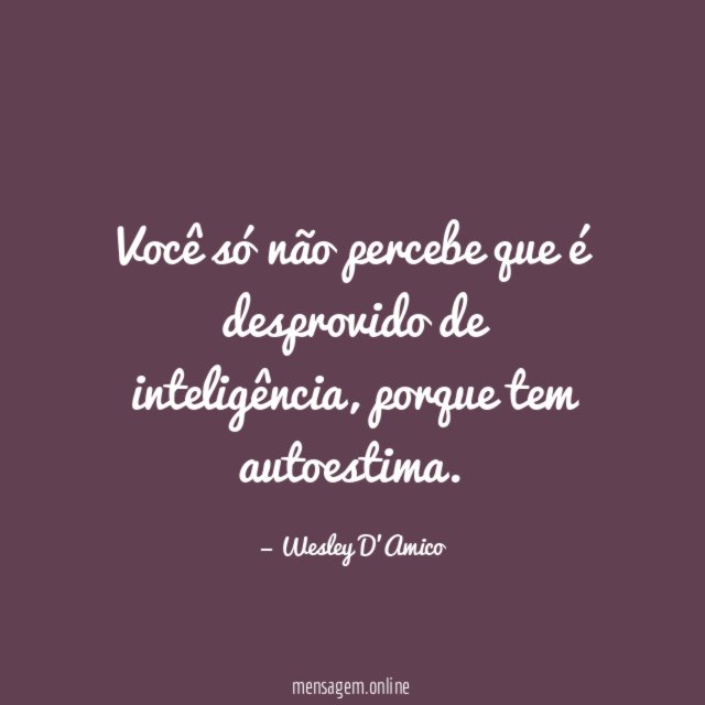 Você só não percebe que é desprovido de inteligência