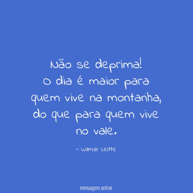Não se deprima