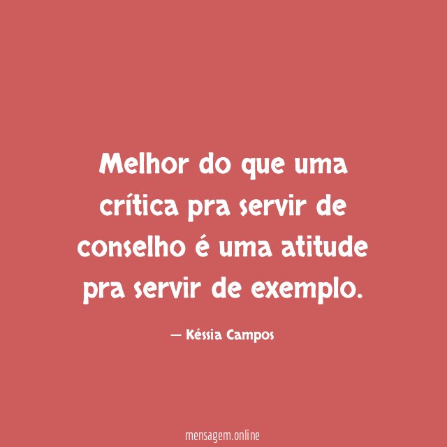 Melhor do que uma crítica pra servir de