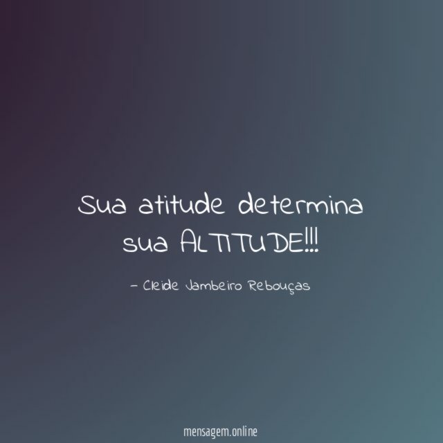 Sua atitude determina sua ALTITUDE