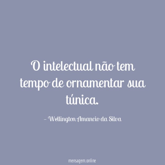 O intelectual não tem tempo de ornamentar sua túnica