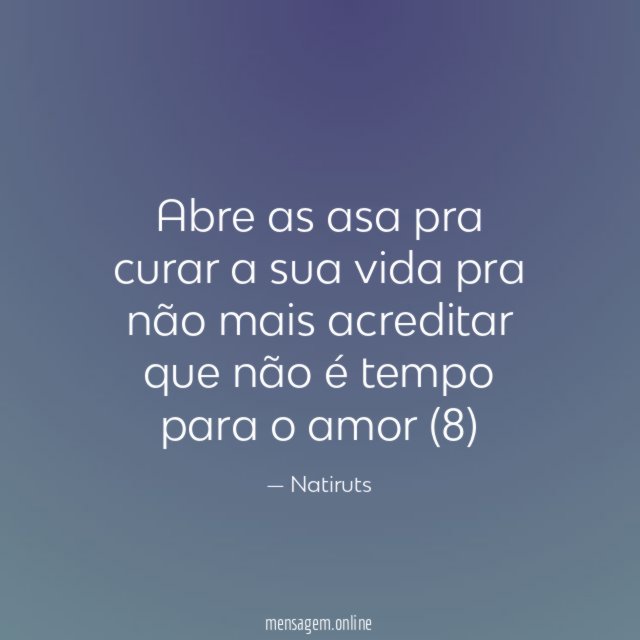 Abre as asa pra curar a sua vida