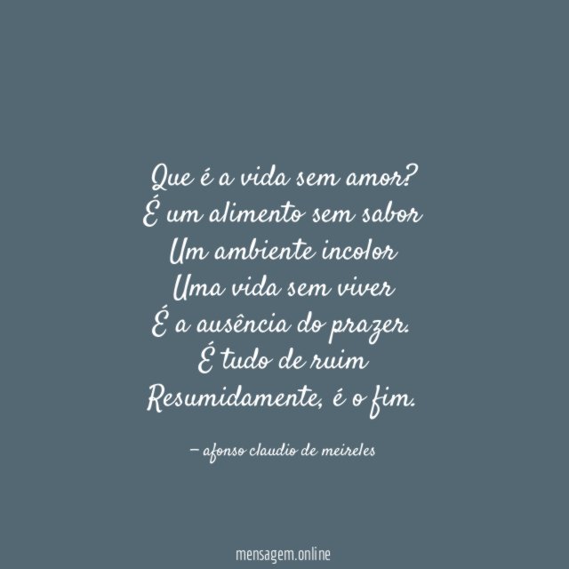 Que é a vida sem amor
