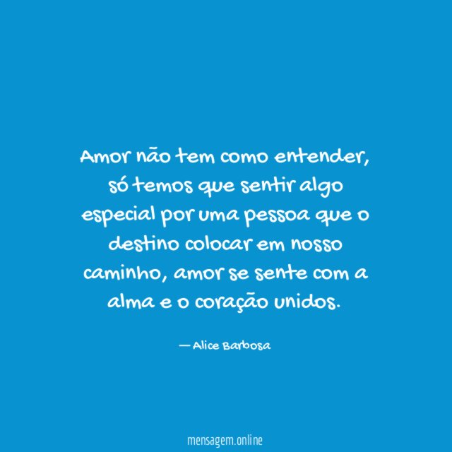 Amor não tem como entender