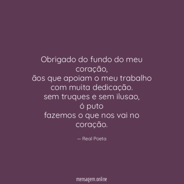 Obrigado do fundo do meu coração