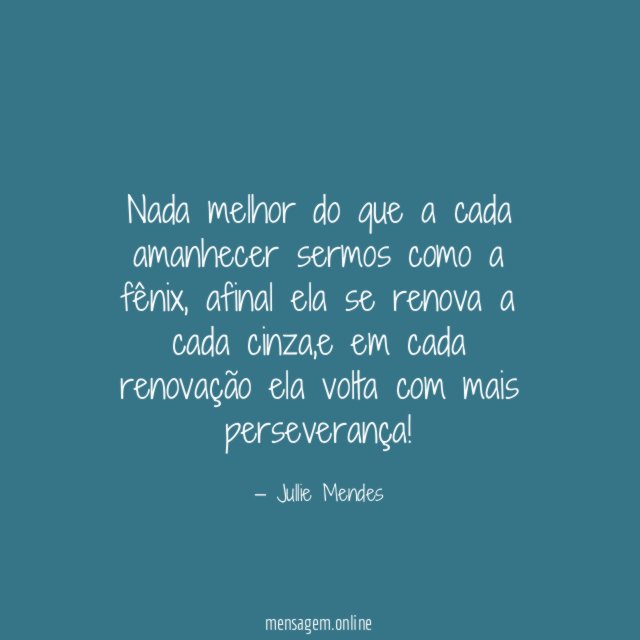 Nada melhor do que a cada amanhecer sermos como a fênix