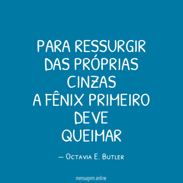 Para ressurgir das próprias cinzas a fênix primeiro deve queimar