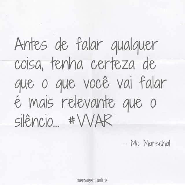 Antes de falar qualquer coisa