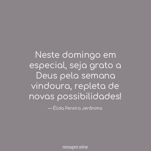 Neste domingo em especial