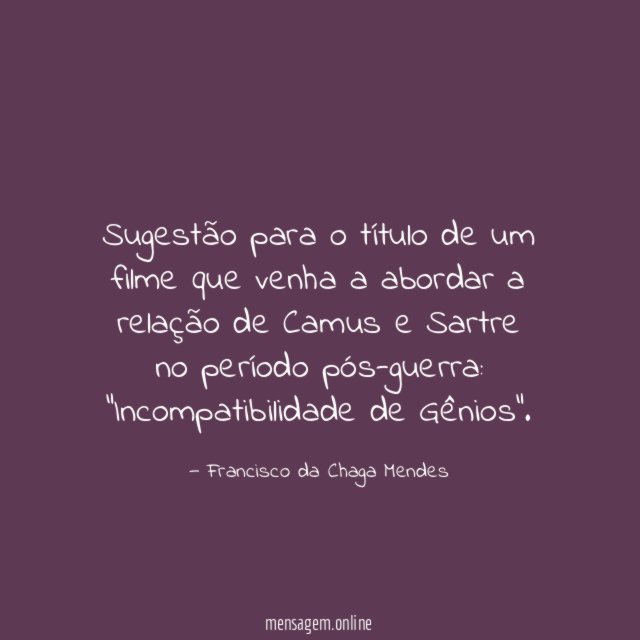 Sugestão para o título de um filme que