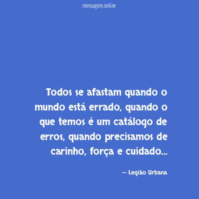 Todos se afastam quando o mundo está errado