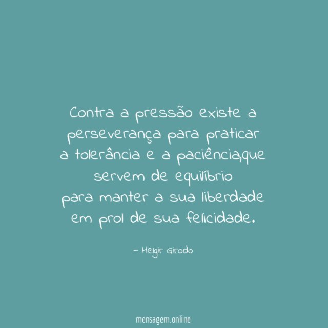 Contra a pressão existe a perseverança para praticar a