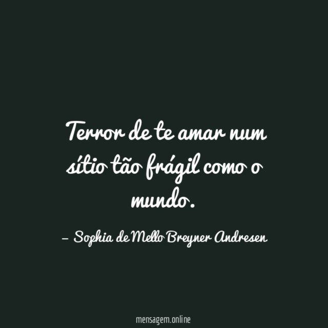 Terror de te amar num sítio tão frágil