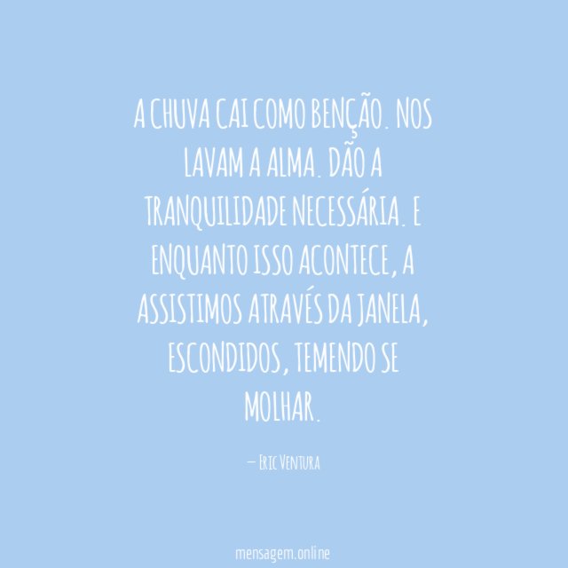 A chuva cai como benção