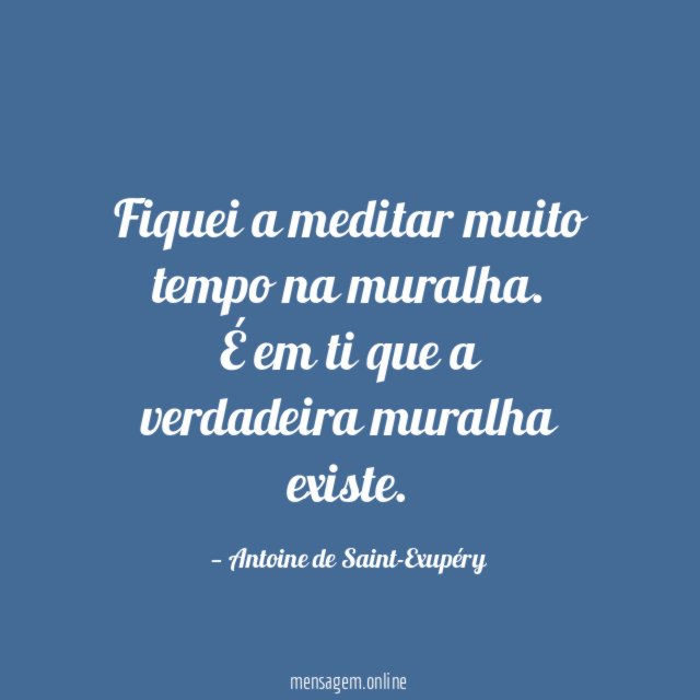 Fiquei a meditar muito tempo na muralha