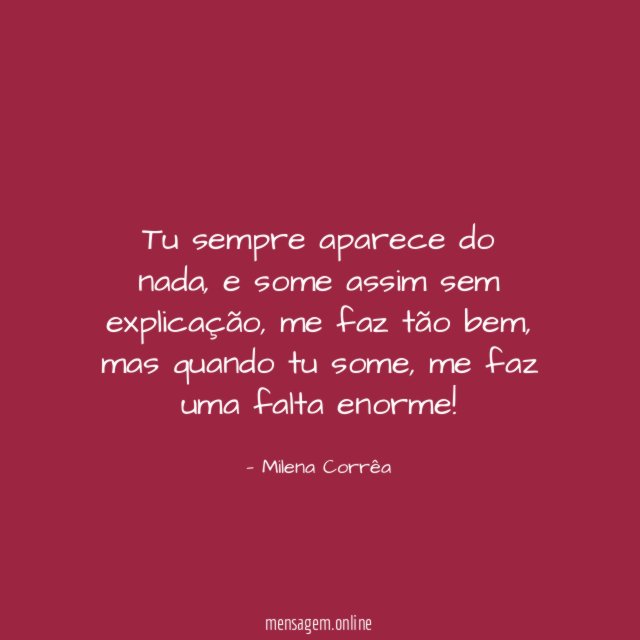 Tu sempre aparece do nada