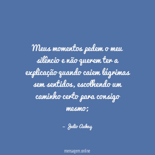 Meus momentos pedem o meu silêncio e não
