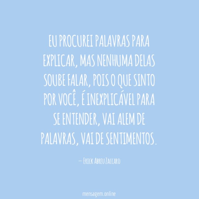Eu procurei palavras para explicar
