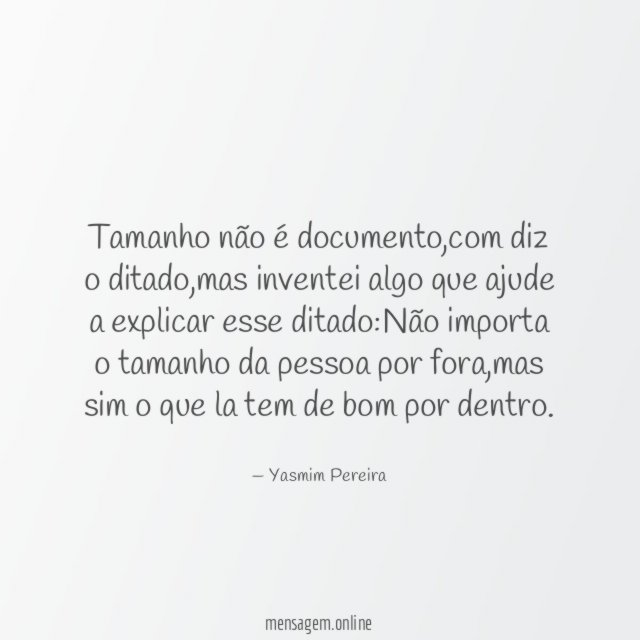 Tamanho não é documento