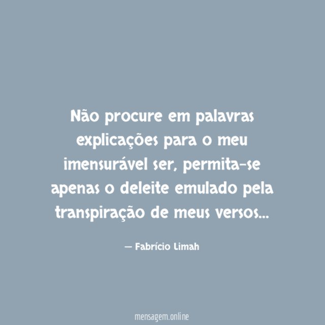 Não procure em palavras explicações para o meu