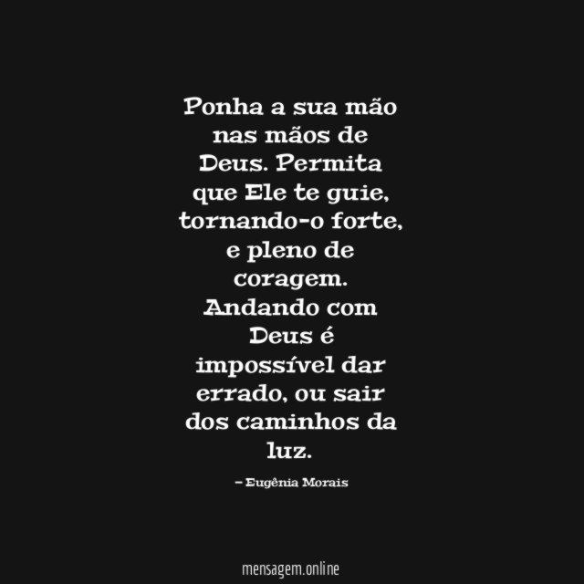 Ponha a sua mão nas mãos de Deus
