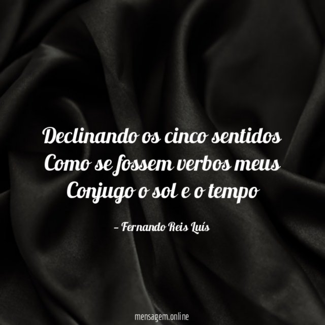 Declinando os cinco sentidos Como se fossem verbos meus Conjugo