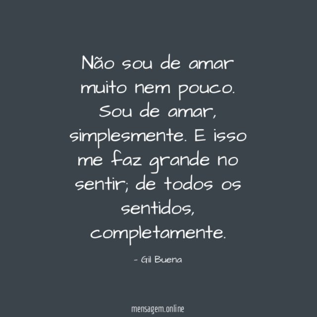 Não sou de amar muito nem pouco